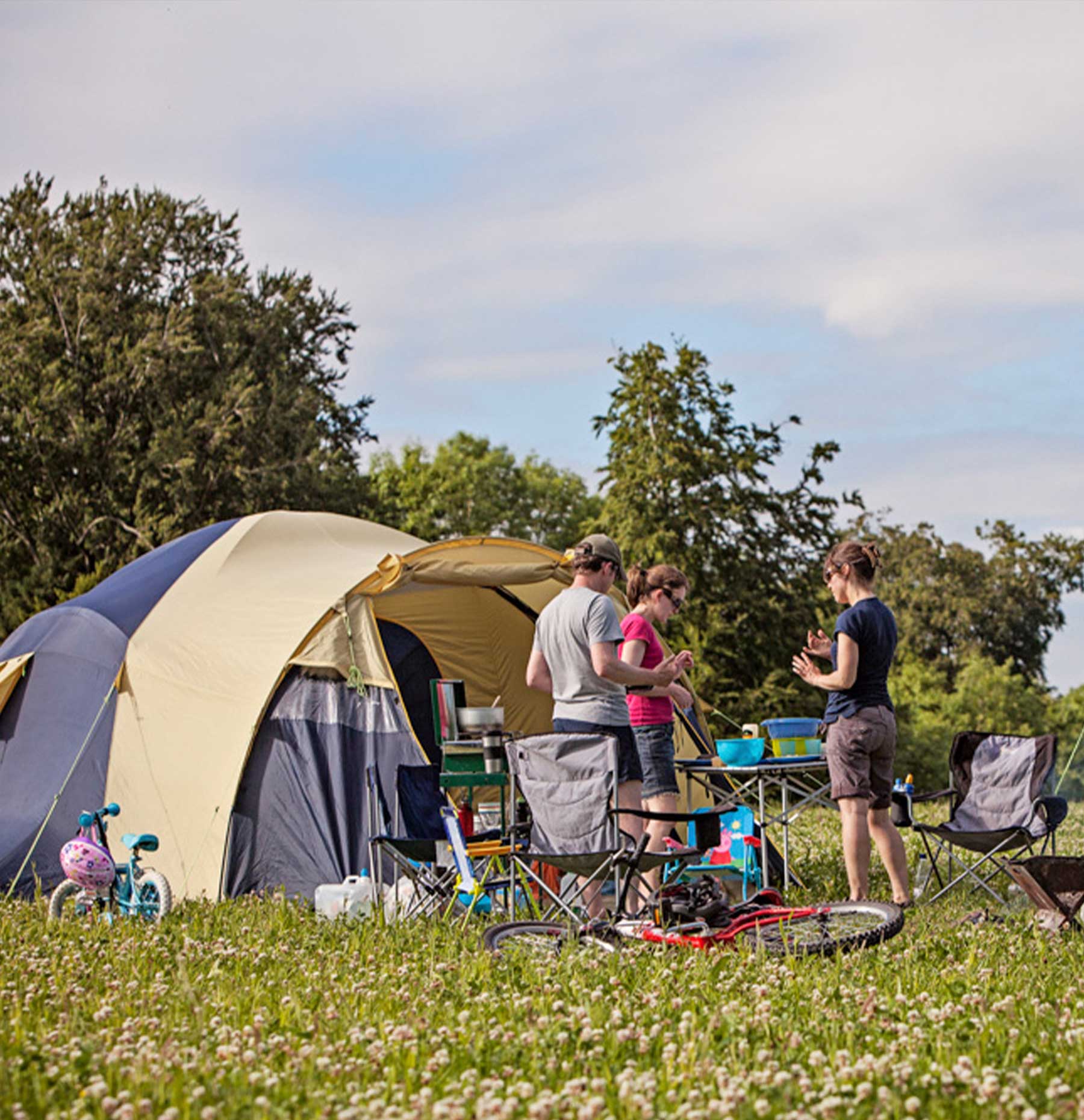 People camping at Abbotstone Woods