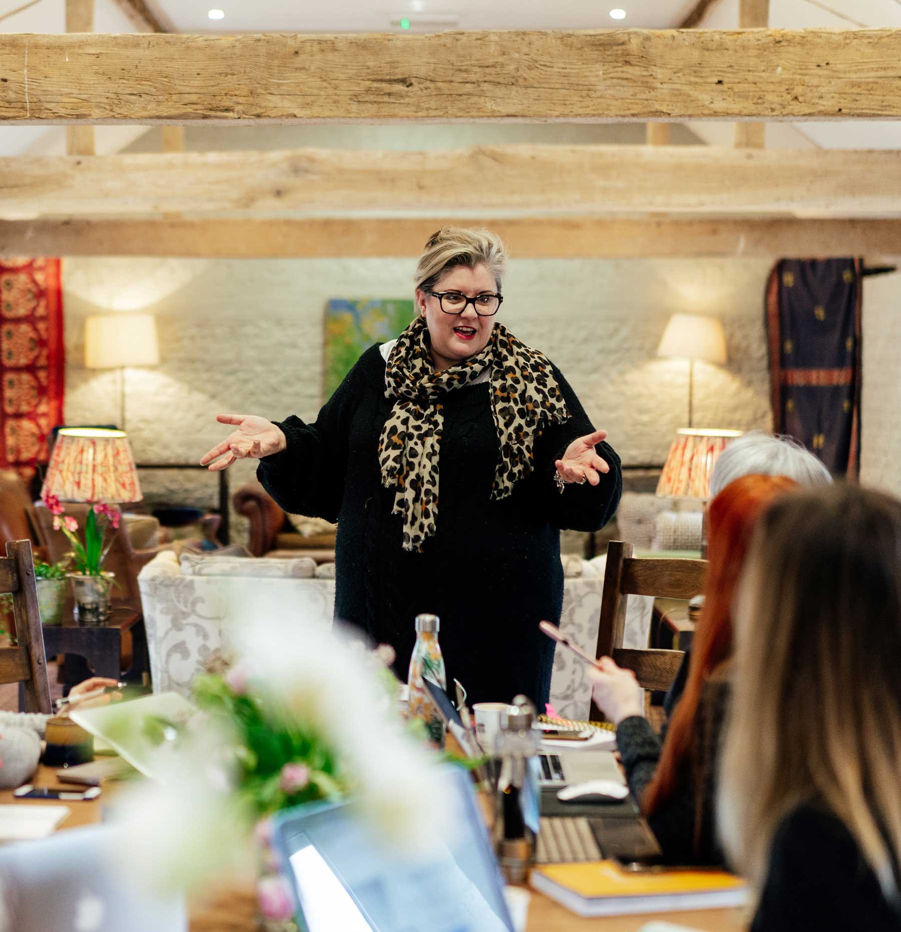 Speaking in the barn