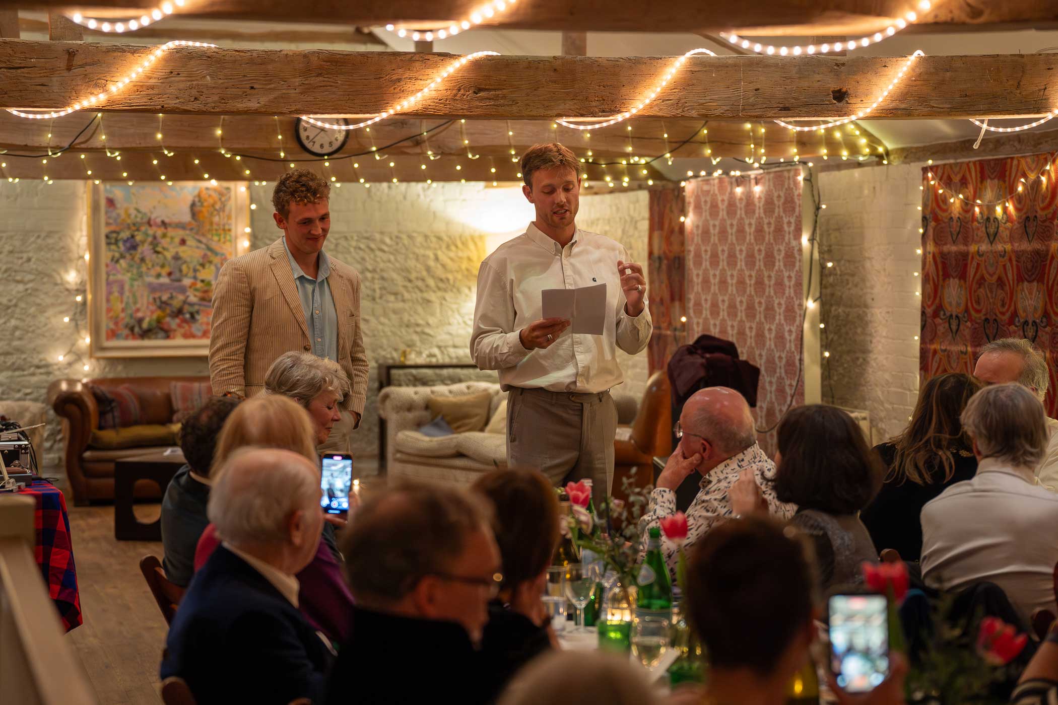 Boys doing a speech at a party