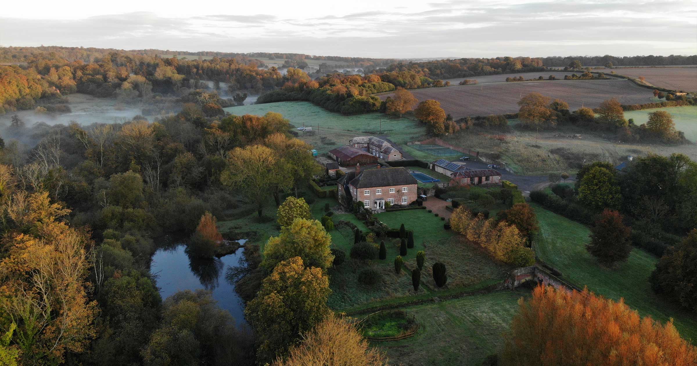 Drone shot of Abbotstone in Autumn